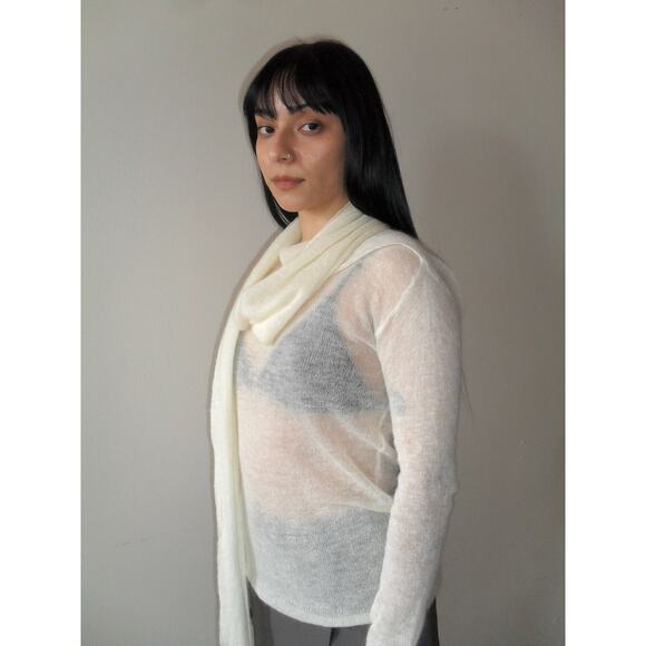 Issey Miyake White Knit Top with Scarf - Picture 3 of 4